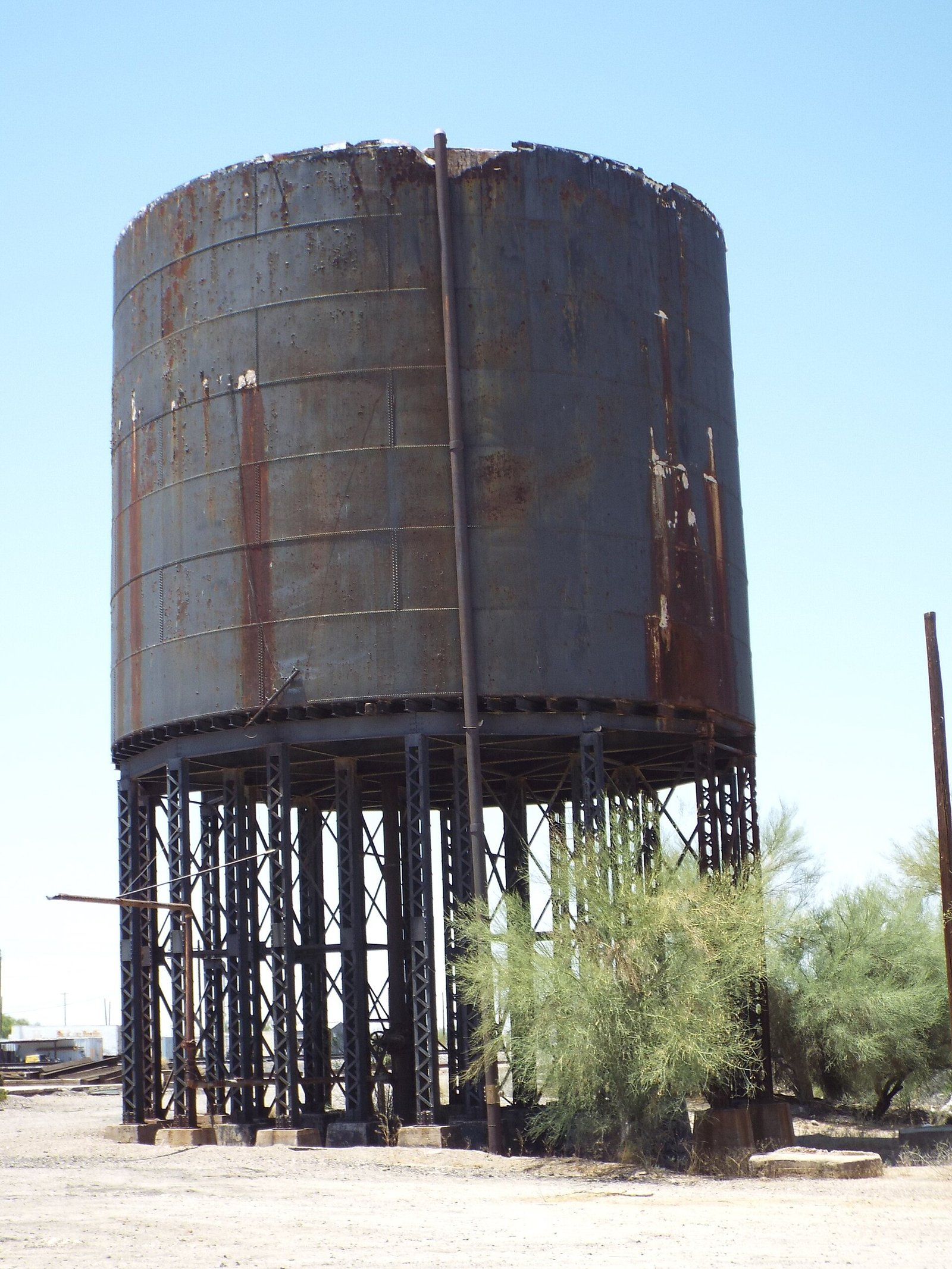 Historic railroad water tank in Gila Bend